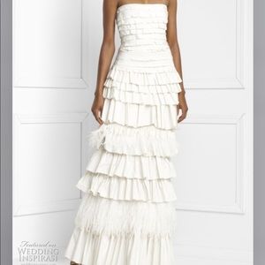 Stunning BCBG evening gown with ostrich feathers